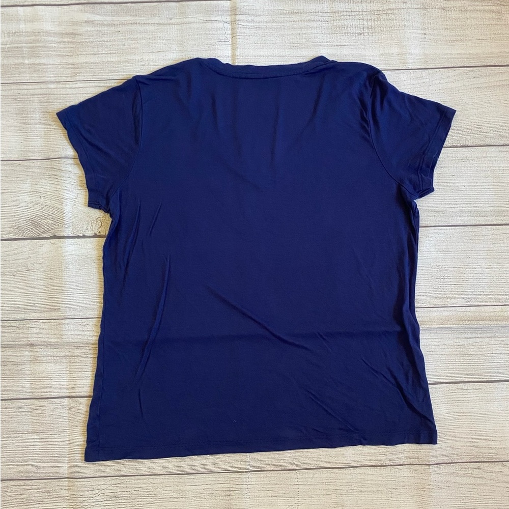Peace Love World Navy 'I Am Peace' V-neck Soft Tee T-shirt - Picture 3 of 6